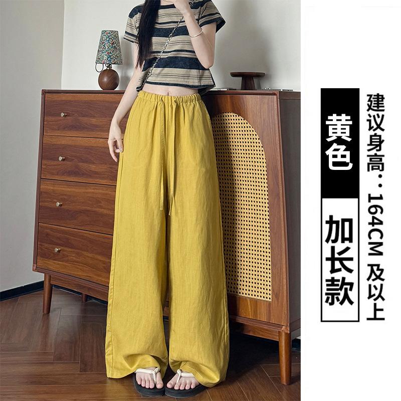 All-inclusive edge-washed Tencel linen wide-leg pants women's summer new drape and thin straight pants linen cotton casual trousers