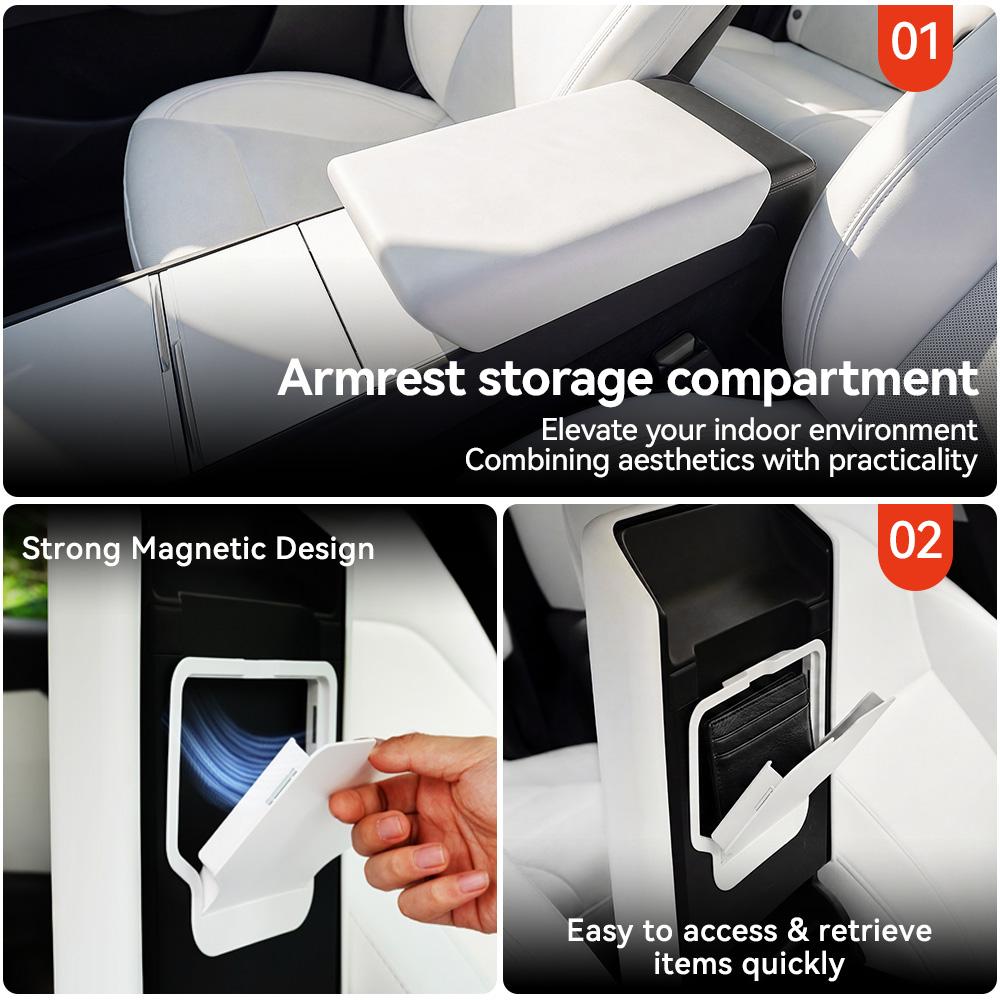 YZ For Tesla Model Y YL Juniper Model 3 Highland 2026 Console & Armrest Storage Box ABS Non-slip Mat Cup Holder Box Accessories