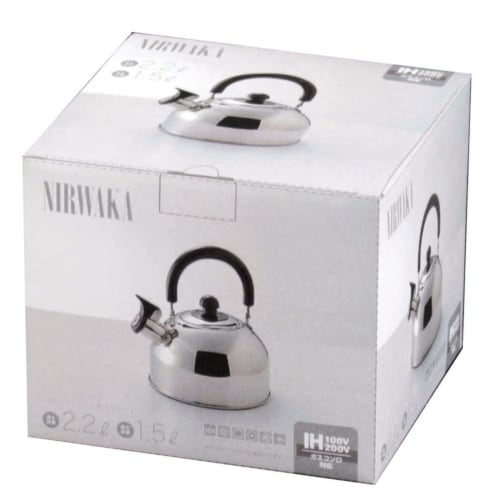 Kakusei Nilworka NW-06 Silver Whistling Kettle, 2.2L Capacity, Stainless Steel, High Heat Efficiency, Stable, Wide-Bottom Design, Easy To Clean, Induc