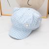 Sweet Plaid Cute Cat Ears Star Anise Hat Female Cap Spring and Autumn New Sweet Face Little Painter Hat Tide