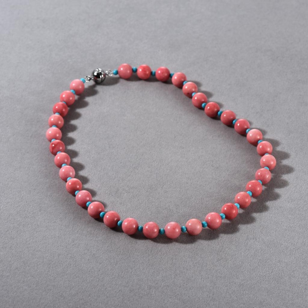 Wind Dopamine Pink Stone Spell Emerald Beaded Collarbone Chain Niche Temperament Magnetic Buckle Necklace Female