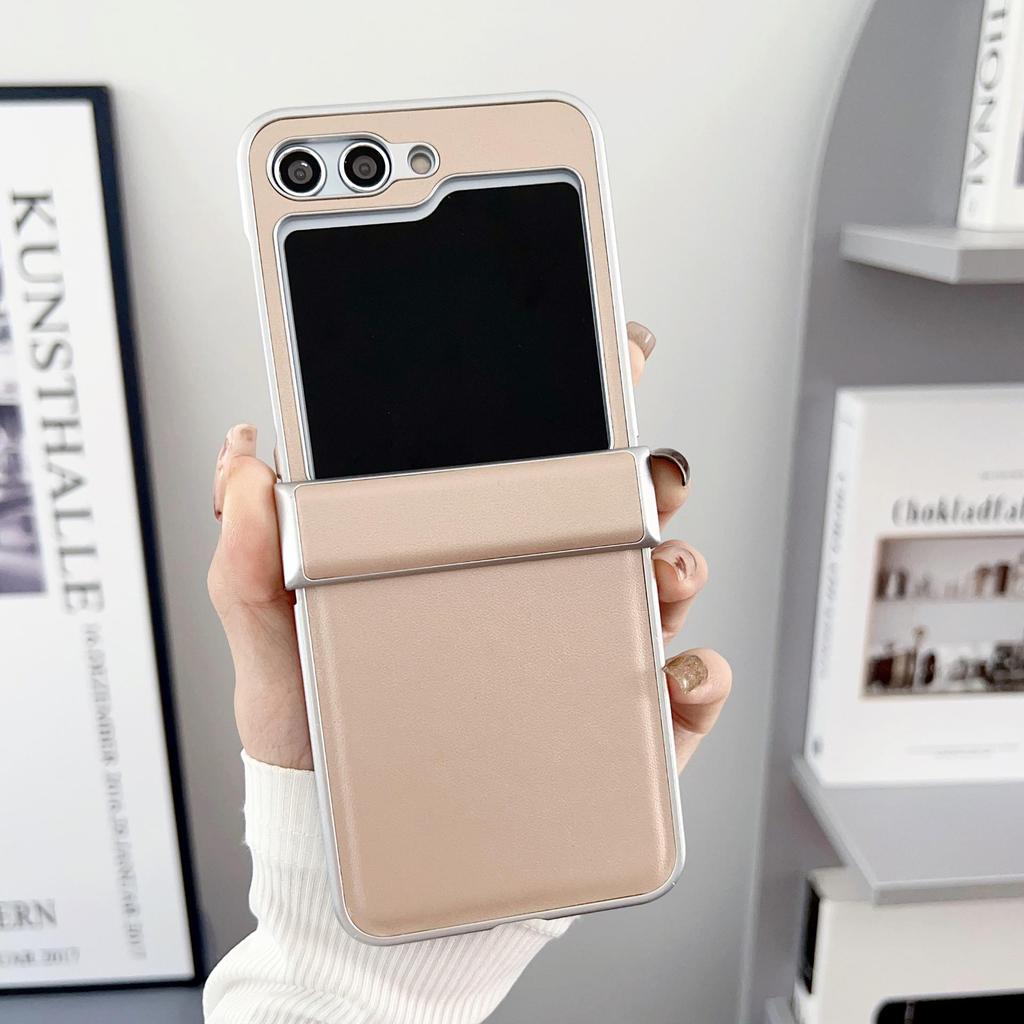 Samsung Z Flip 7 Metallic Morandi Leather Texture Protective Case