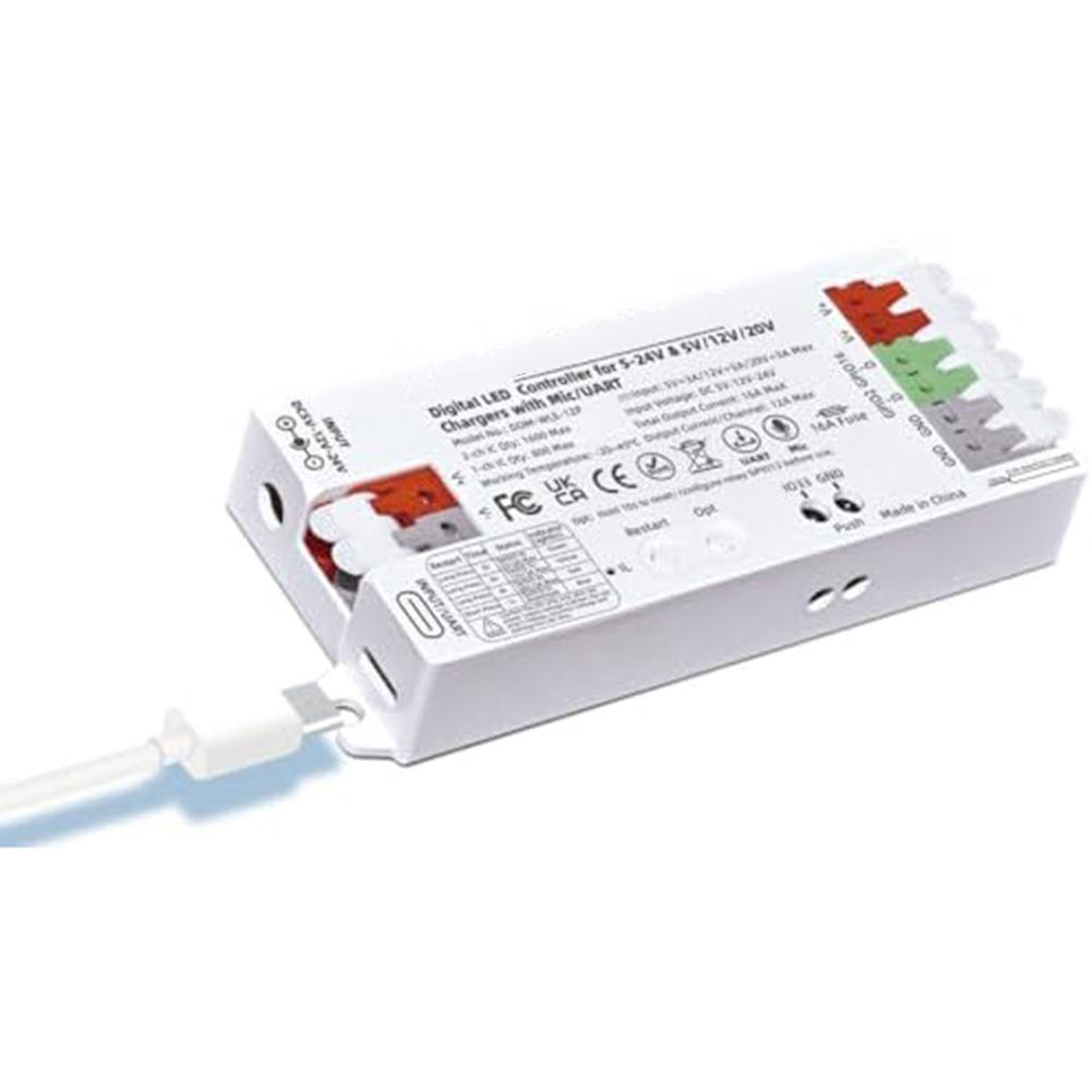 For WLED Digital LED Strip Controller for ESP32 Platform with 16A Current Rating White Housing USB C Connector 5-24V Range