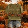 Women's Halloween Print V-Neck Short Sleeve T-Shirt Casual Fall Top for Party Daily Wear