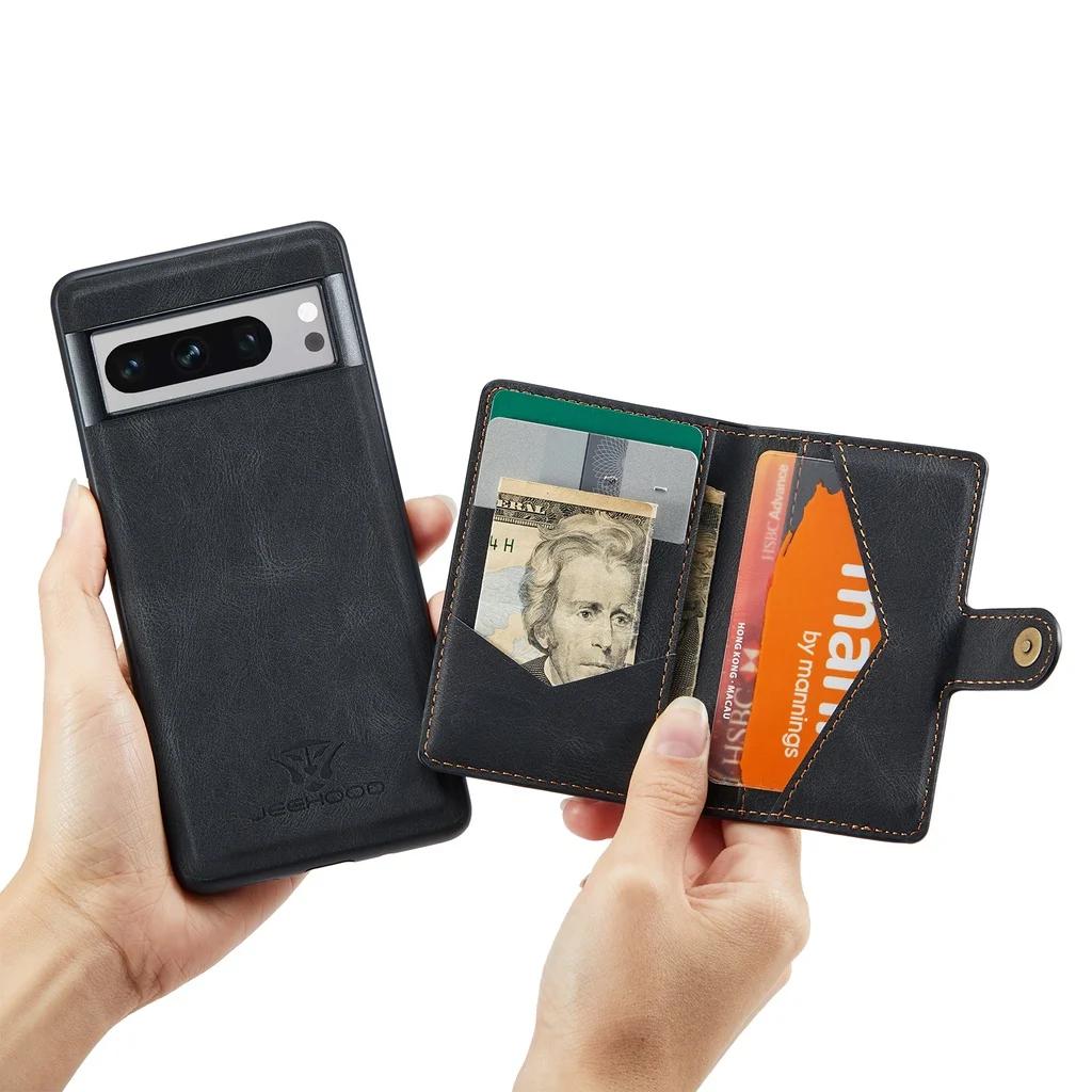 Magnetic Wallet Leather Case for Google Pixel 9 Pro XL 8 Pro 7 7A 6A 5A Pixel Fold Detachable RFID Blocking Card Bag Phone Cover
