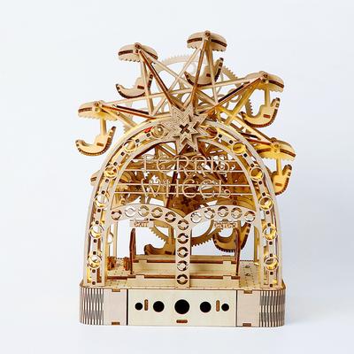 3D Wooden Puzzle With Light Crafts Decoration Puzzle For Adults Exquisite Ferris Wheel Birthday Gifts For Kids Girls