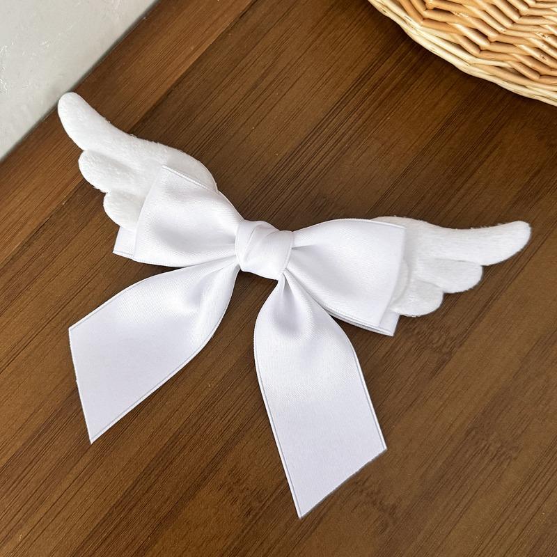 

2 шт./набор Крылья ангела Бант Аксессуары для волос Двухцветная атласная заколка Девичье сердце Задняя часть головы Верхний зажим Боковой зажим Головной убор Аксессуары белый