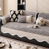 Sofa Cover Sofa Arc Edge Sofa Luxury Non-Slip Seat Soft Thicken Couch Protector  Winter Patchwork Fleece Plush Sofa Cushion