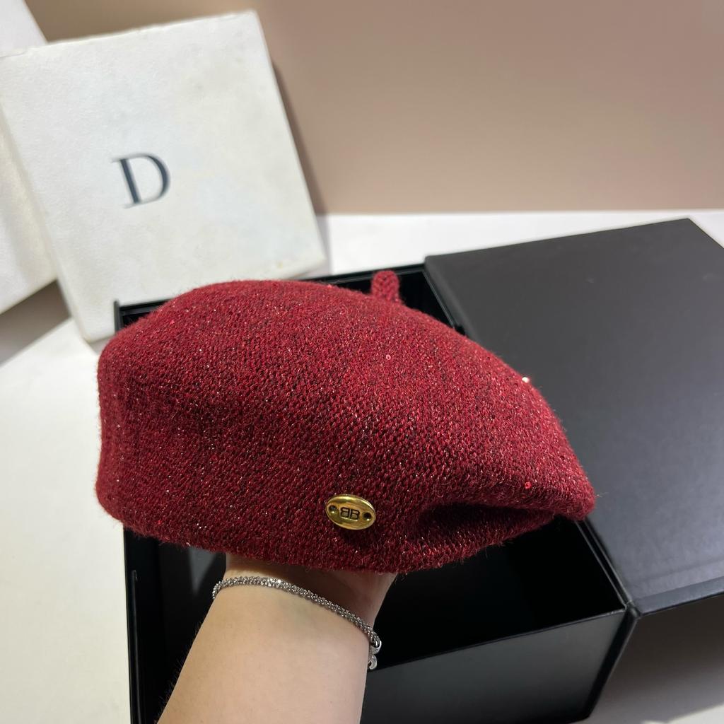 Japanese And Korean Fine Glitter Styling Beret Irregular Edge Pressing Painter Hat Bud Girl