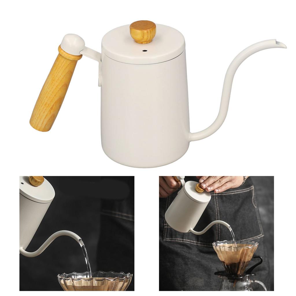 600ml 20oz Pour Over Coffee Kettle Pour Over Kettle Gooseneck Spout Coffee Tea Pot with Wood Handle