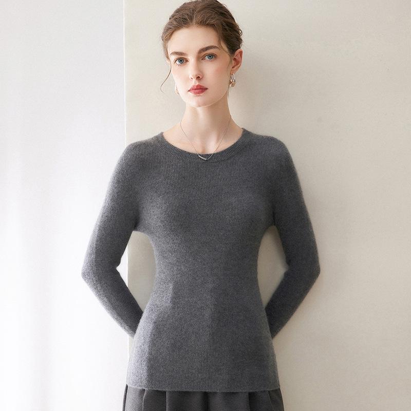2026 Le Ka Sha Women's 100% Pure Cashmere Round Neck Base Layer Top - Slim Fit Autumn/Winter Sweater