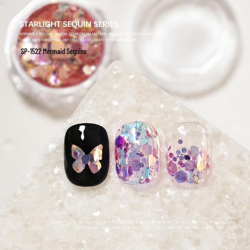 Mermaid Nail Art Mixed Glitter Sequins - Irregular Hexagon Shapes for Decoration