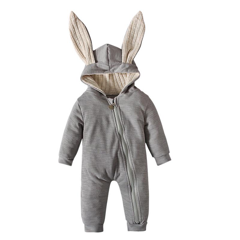 Easter Bunny Ears Hooded Romper for Girls - Spring & Autumn Style