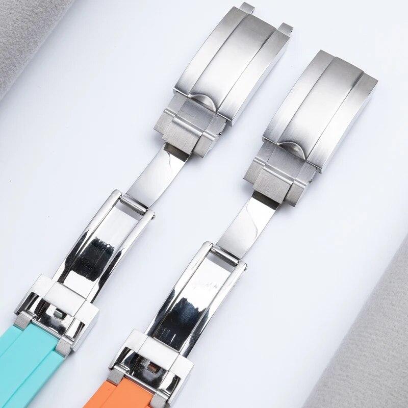 20mm nastavitelný pásek na hodinky pro pásek Rolex pro DAYTONA SUBMARINER GMT Yacht-Master OYSTERFLEX gumový pásek na hodinky Glidelock