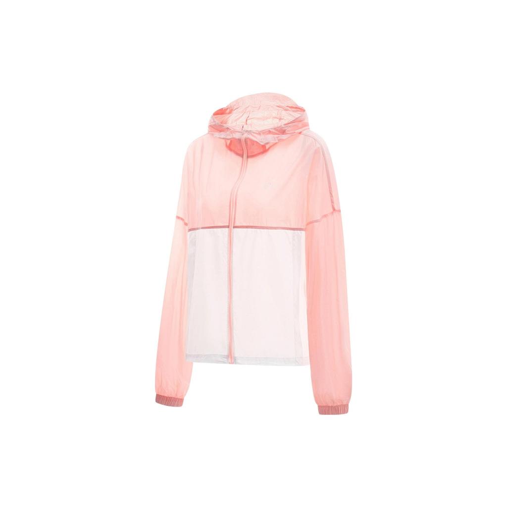 Lining Fitness Series UPF 40+ Solid Color Sports Hoodie Sun Protection Jacket Women Outerwear Light-Cherry-Pink AFDT526-3