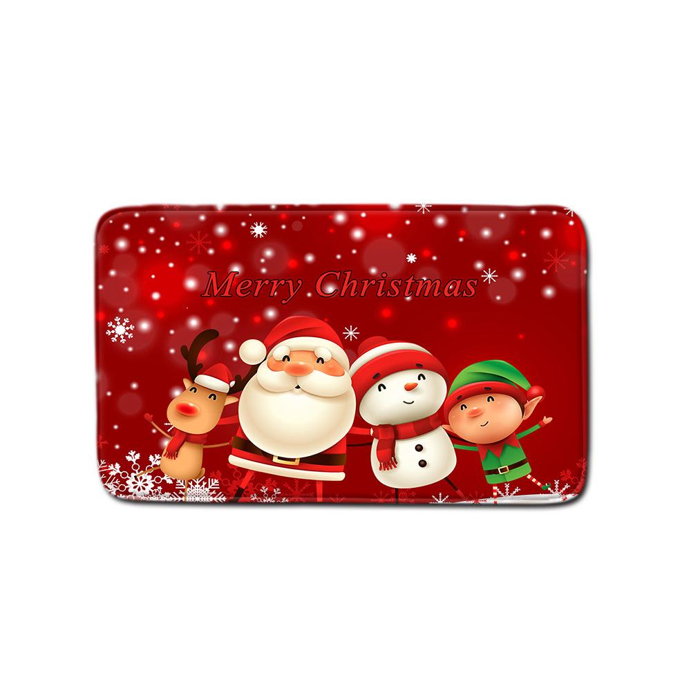 Christmas Shower Curtain Floor Mat Combination Four-Piece Set Bathroom Toilet Carpet Shower Room Mat Foot Mat