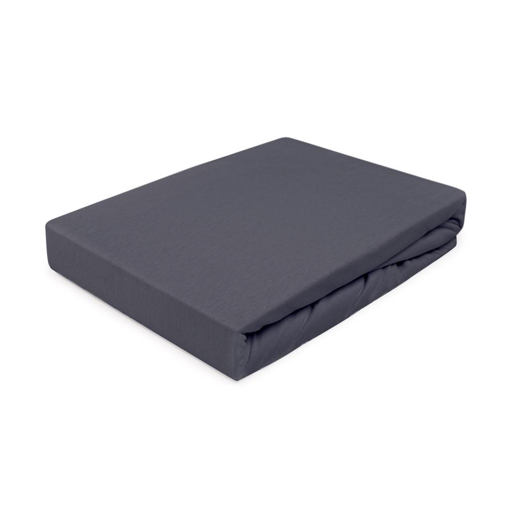 Fitted cotton sheet 90x200 JERSEY HEAVY DUTY anthracite