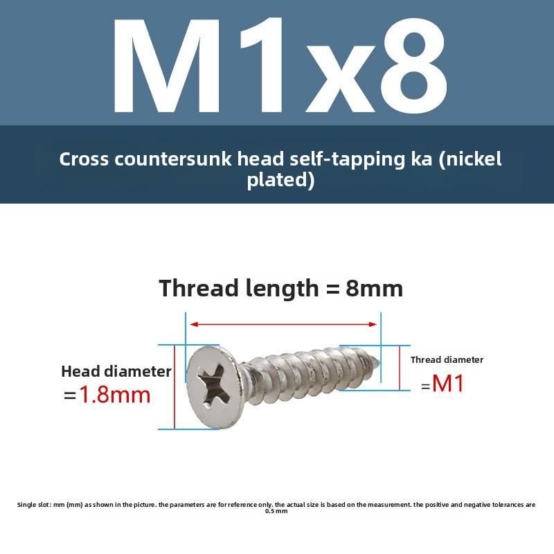 4 PCS Cross Flat Head Wood Screws M1 M1.5 M5 Construction Screws Zinc Plated Self Tapping Wood Screws For Cabinet Fiberboard