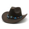 Men'S And Women'S Felt Hats Upturned Edge Jazz Hats British Retro Ethnic Style Tibetan Western Cowboy Hats Top Hats