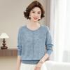 Middle-aged and elderly women's spring and autumn thin knitted sweater, new mother's spring clothes bottomed sweater and top