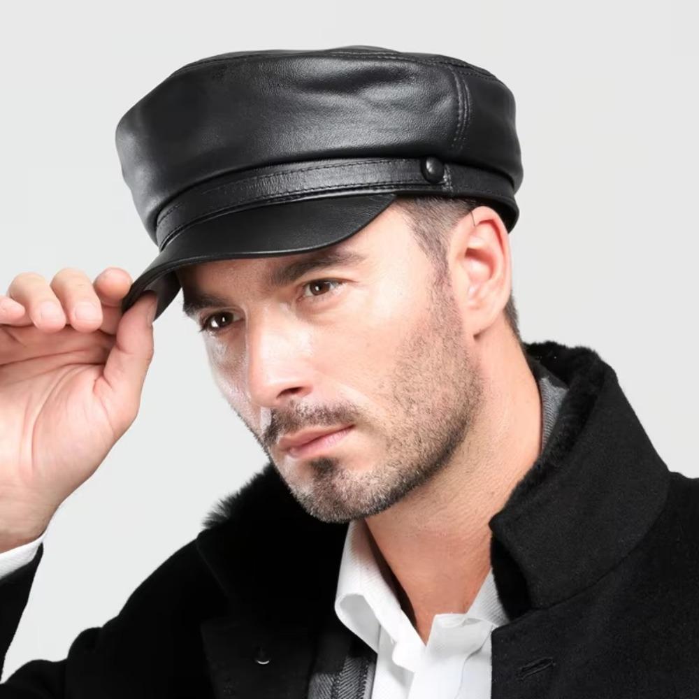 Korean Style Berets PU Leather Sports Cap Fashion Octagon Hat  Women Men