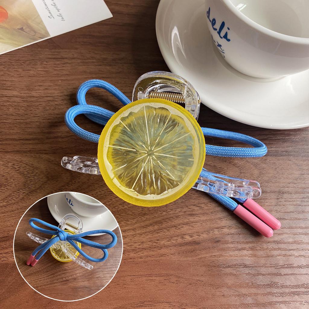 Lemon Fresh Hair Clip Female Korean Sweet Cute Fruit Bow Shark Clip Hair Accessories