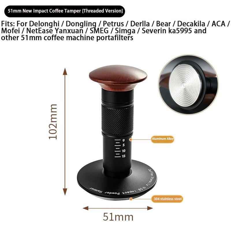 JUSTINLAU Coffee Grinding Hammer 4 Spring Constant Pressure 30lb Coffee Tamper Impact Coffee Powder Constant Force Pressing Tool