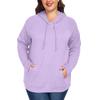 Women's  Casual Large Sized Long Sleeved Hooded Solid Color Sweatshirt
