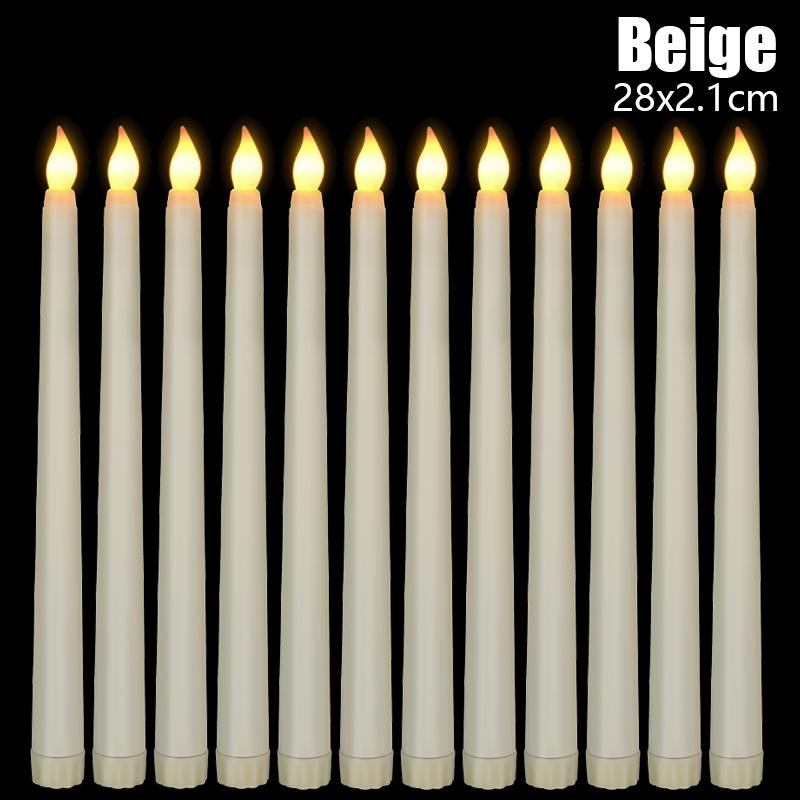 3/6Pcs LED Flameless Electronic Candles Battery Powered Taper Long Candle Light for Party Wedding Home Decoration Flashing Lamp