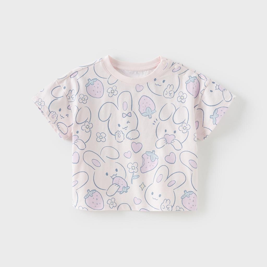 David Bella children's short sleeved T-shirt, girls' pure cotton base shirt, summer clothes, female baby antibacterial top