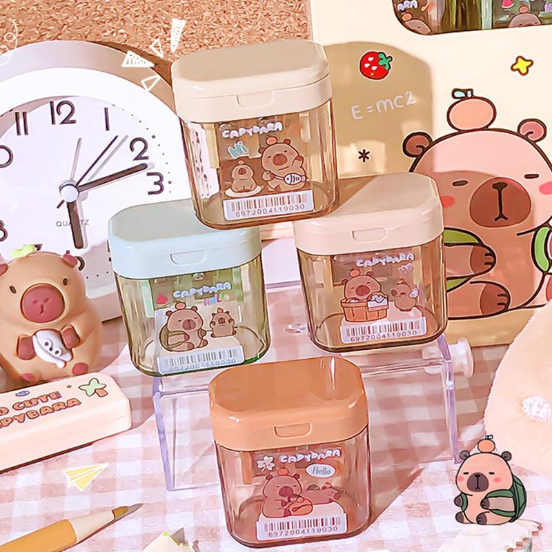 1Pcs Cartoon Capybara Pencil Sharpener Double Hole Pencil Sharpener Portable Mini Manual Pencil Sharpener Student Stationery