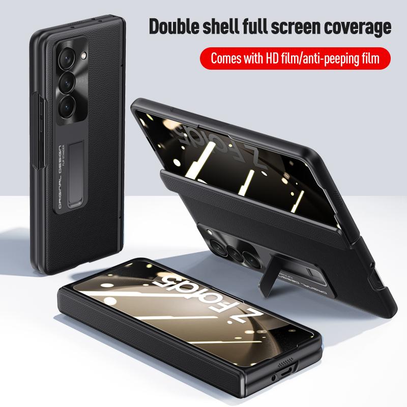 Bracket Case for Samsung Galaxy Z Fold 6 5 4 Fold 5 Front Screen with Film Protection Shockproof Fashion Hinge Skin Feel Cover