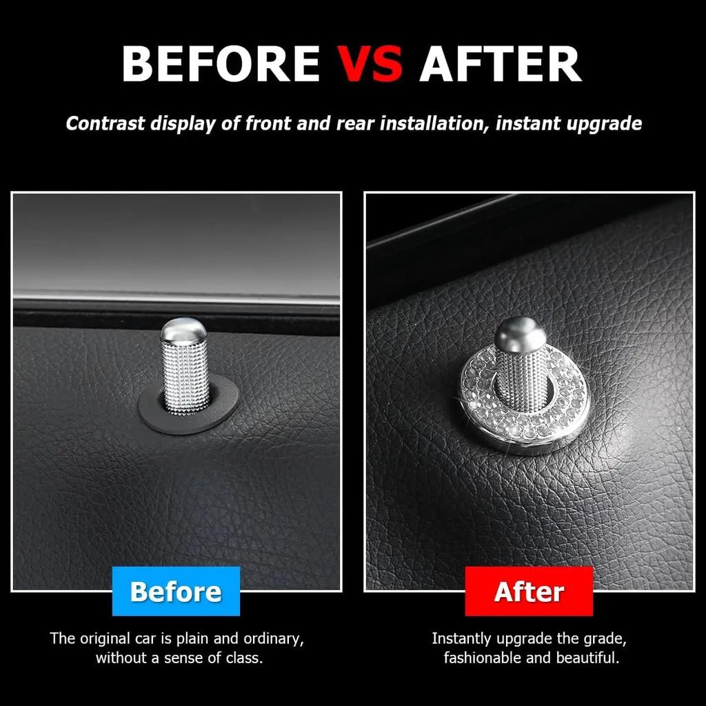 4pcs Sparkling Rhinestone Decals for Mercedes Benz E C Class Inner Door Lock Handle Pull Rod Bolt Cover