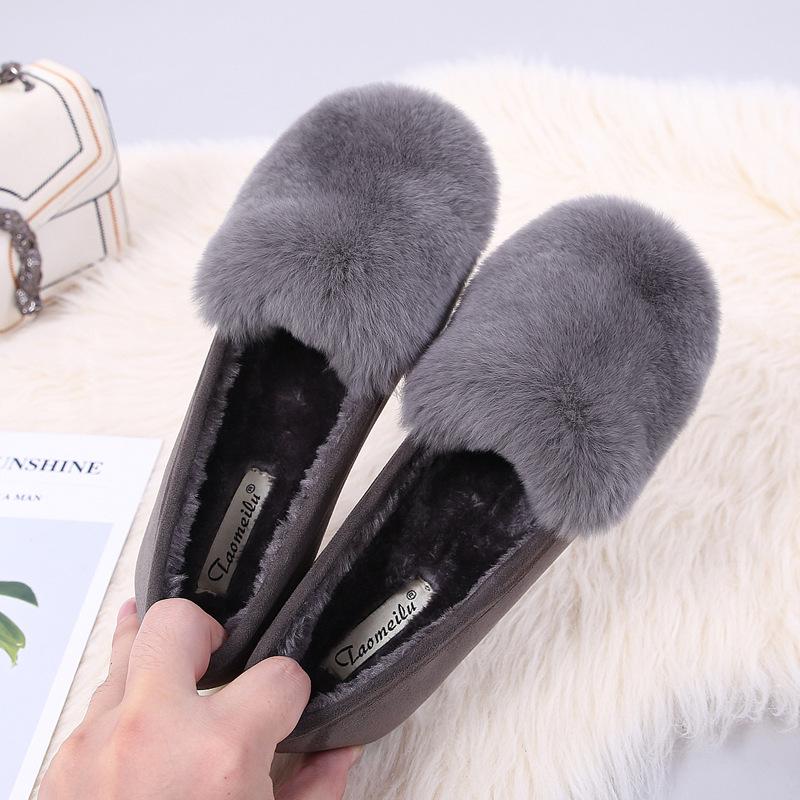 

Обувь Мао Мао женская осень-зима 2025 новая бархатная хлопковая обувь на плоской подошве, популярная в интернете, одинарная обувь для улицы, обувь из кроличьего пуха, обувь-бобы w 33 серый