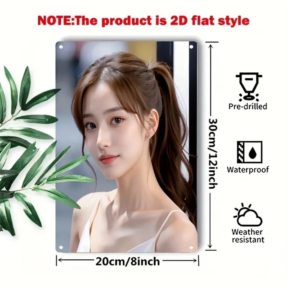 Metall Wandkunst Schild Koreanischer Stil - Minimalistische Frauenfigur Dekoration für Café Zuhause Geschenk, Einfach Aufzuhängen Weihnachtsfeiertag Wanddekor