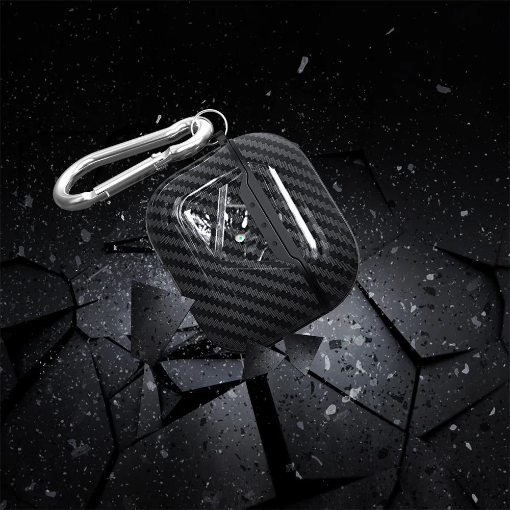 Business Carbon Fiber Pattern Earphone Cases For Airpods 4 3 1 Case Headphones Protective Case For Apple Airpods Pro 3 2 Covers