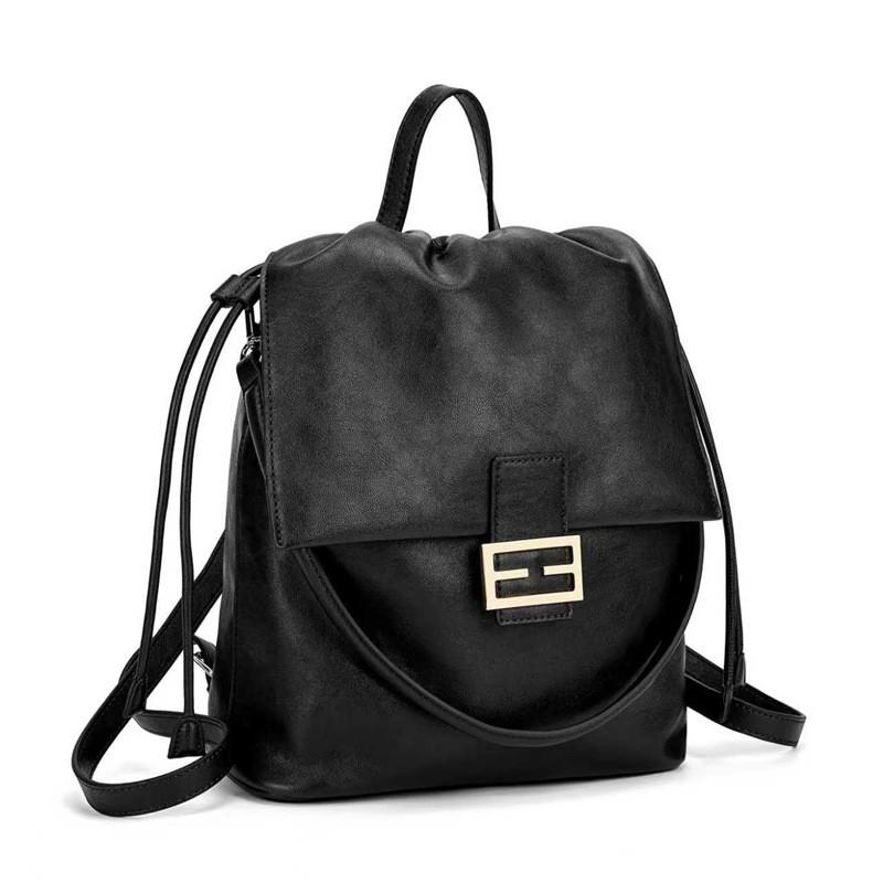 Genuine Leather Drawstring Backpack Women Men