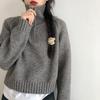 Women's Short-Length Korean-Style Half-Zip High Neck Sweater Autumn Winter Loose Lazy-Style Thickened Knitted Top