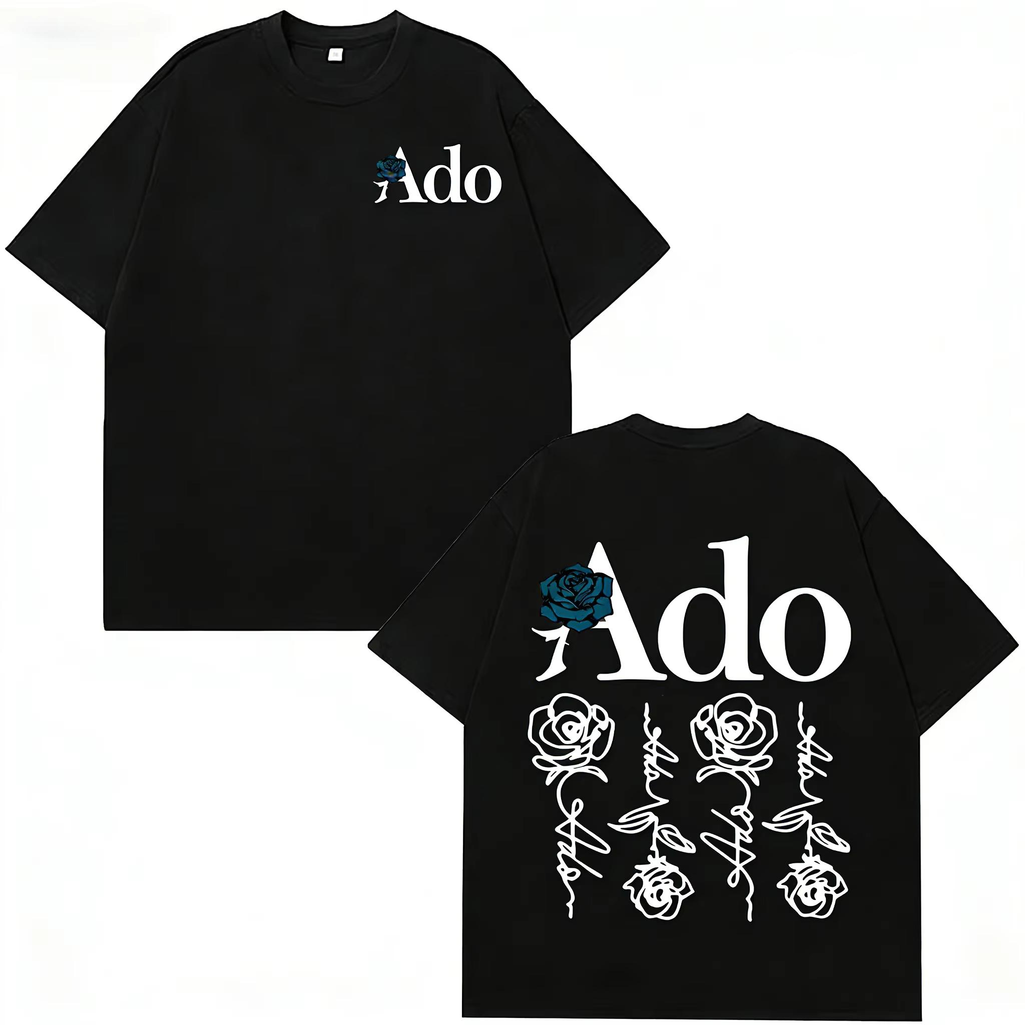

Ado Blue Rose World Tour Hibana Футболка Модная С коротким рукавом Эстетичная Модная Повседневная одежда Уличный стиль 2026 ВеснаЛето новый S