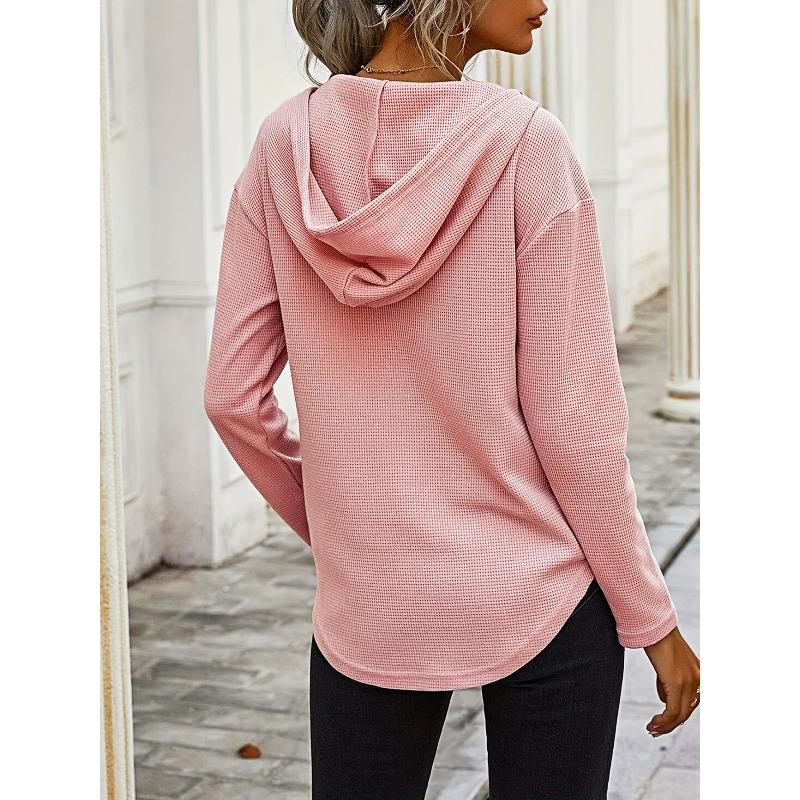 YYFS Felpe con cappuccio e felpe con cappuccio a maniche lunghe con stampa tinta unita casual alla moda da donna