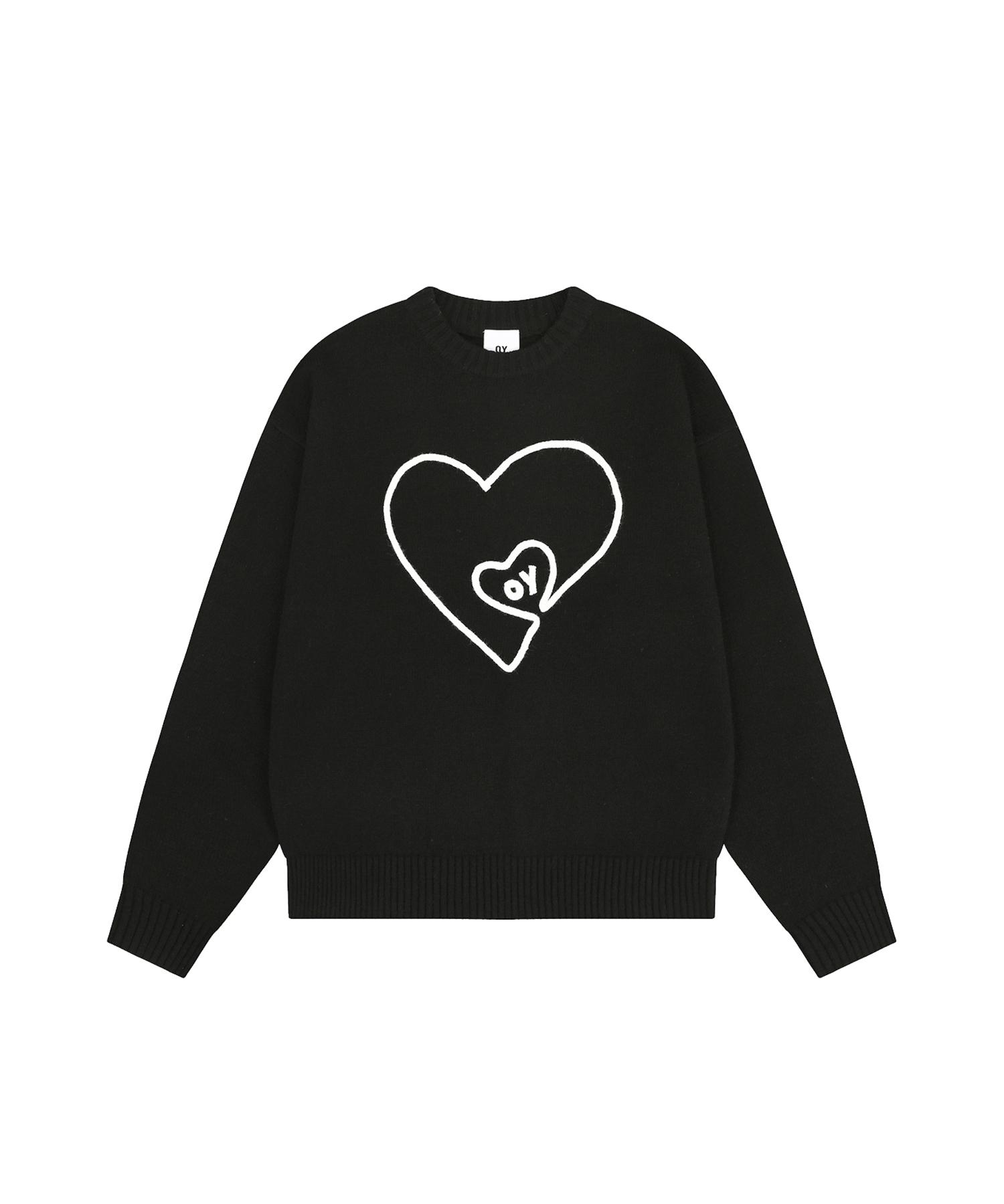 Oy Heart Handle Embroidered Knit - Black 2