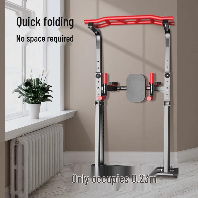 Indoor Folding Multi-Functional Pull-Up Bar Rack: Floor-Standing Single/Double Bar Fitness Equipment for Adults.