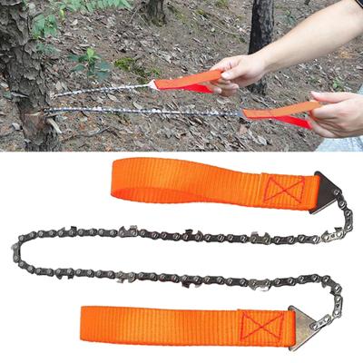 Drahtsäge, Stahl-Taschenkettensägen, Handkettensäge, Survival-Holzschneidewerkzeug mit Nylon-Griffbändern für den Notfall im Freien