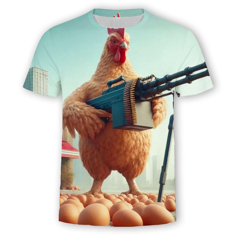 

Летняя одежда мультяшный боевой цыпленок 3D-печать креативная крутая повседневная детская футболка топ для мальчиков 100