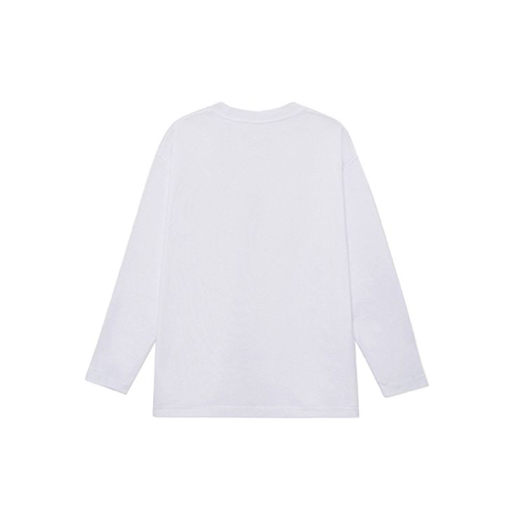 Li Ning Sports Basketball Series Crew Neck Pullover Casual Loose Long Sleeve T-Shirt Men Tops White AHSR943-5