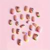 Medium Square Press On Nails French Tip Fake Nails With Summer Flower Design, Full Cover False Nails For Women And Girls