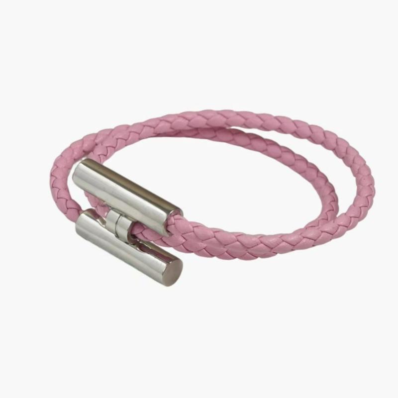 Stainless Steel Bracelet, Leather Woven Bracelet, Various Colors, Geometric Style, Light Luxury Style