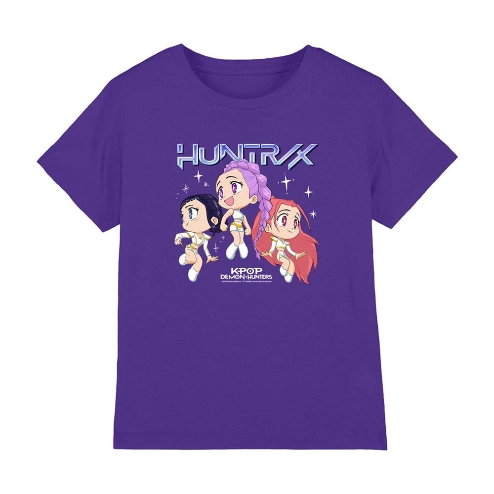 Kpop Demon Hunters - Huntrix Chibi Group 100% Cotton T-shirt Mens Tees Top, Purple S