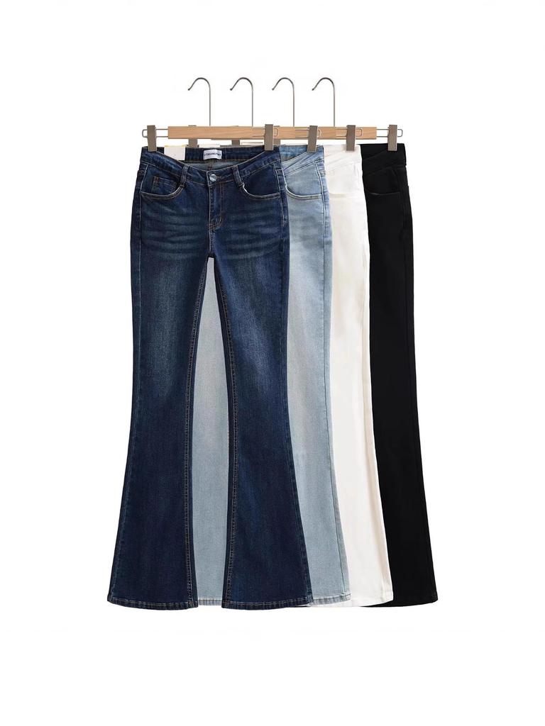 Hot Girl Low-Rise Slimming Butt-Lift Micro-Flare Slim-Fit American Style Jeans