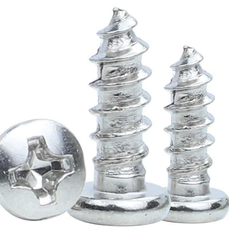 Large Round Head Nickel-Plated Self-Tapping Screws for Wood, Audio, M2/M3/M4